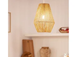 Ledkia Lámpara Suspendida-Lámpara Colgante de Papel Trenzado Trilla Natural Multicolor