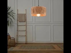 Concept-Usine Lámpara colgante de rafia y metal negro - Diseño bohemio chic para un interior acogedor Beige Online