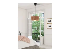 Concept-Usine Lámpara colgante de rafia y metal negro - Diseño bohemio chic para un interior acogedor Beige Online