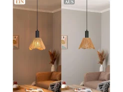NETTLIFE Lámpara colgante de ratán bohemio , 1 luz - Lámpara de comedor vintage trenzada, cuerda de cáñamo, E27 (bombilla no incluida) Multicolor Online