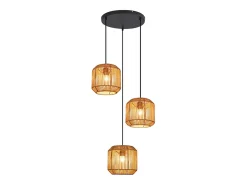 Clearance NETTLIFE Lámpara colgante de ratán bohemio para mesa de comedor - 3 bombillas E27, altura ajustable, estilo retro, para salón o dormitorio (bombillas no incluidas) Multicolor