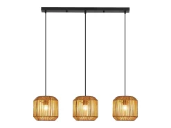 Online NETTLIFE Lámpara colgante de ratán bohemio para mesa de comedor - 3 bombillas E27, altura ajustable, estilo retro, para salón o dormitorio (bombillas no incluidas) Multicolor