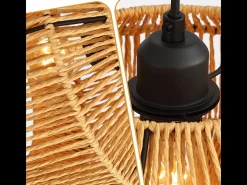Online NETTLIFE Lámpara colgante de ratán bohemio para mesa de comedor - 3 bombillas E27, altura ajustable, estilo retro, para salón o dormitorio (bombillas no incluidas) Multicolor