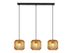 Online NETTLIFE Lámpara colgante de ratán bohemio para mesa de comedor - 3 bombillas E27, altura ajustable, estilo retro, para salón o dormitorio (bombillas no incluidas) Multicolor