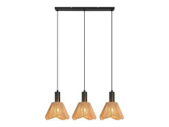 NETTLIFE Lámpara Suspendida-Lámpara colgante de ratán bohemio con 3 luces - Lámpara de araña vintage de cuerda de cáñamo trenzada E27 -(bombillas no incluidas) Marru00f3n