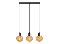 Discount NETTLIFE Lámpara colgante de ratán bohemio con 3 luces - Lámpara de araña vintage de cuerda de cáñamo trenzada E27 - Iluminación (bombillas no incluidas) Marru00f3n