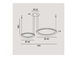 Plafón-Lámpara colgante doble Perenz EDGE LED 99W titanio Gris
