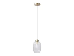 OZAIA Lámpara colgante dorada y cristal transparente D.14 x Alt.120 cm - LOUXOR Dorado Outlet