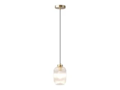 OZAIA Lámpara colgante dorada y cristal transparente D.14 x Alt.120 cm - LOUXOR Dorado Outlet