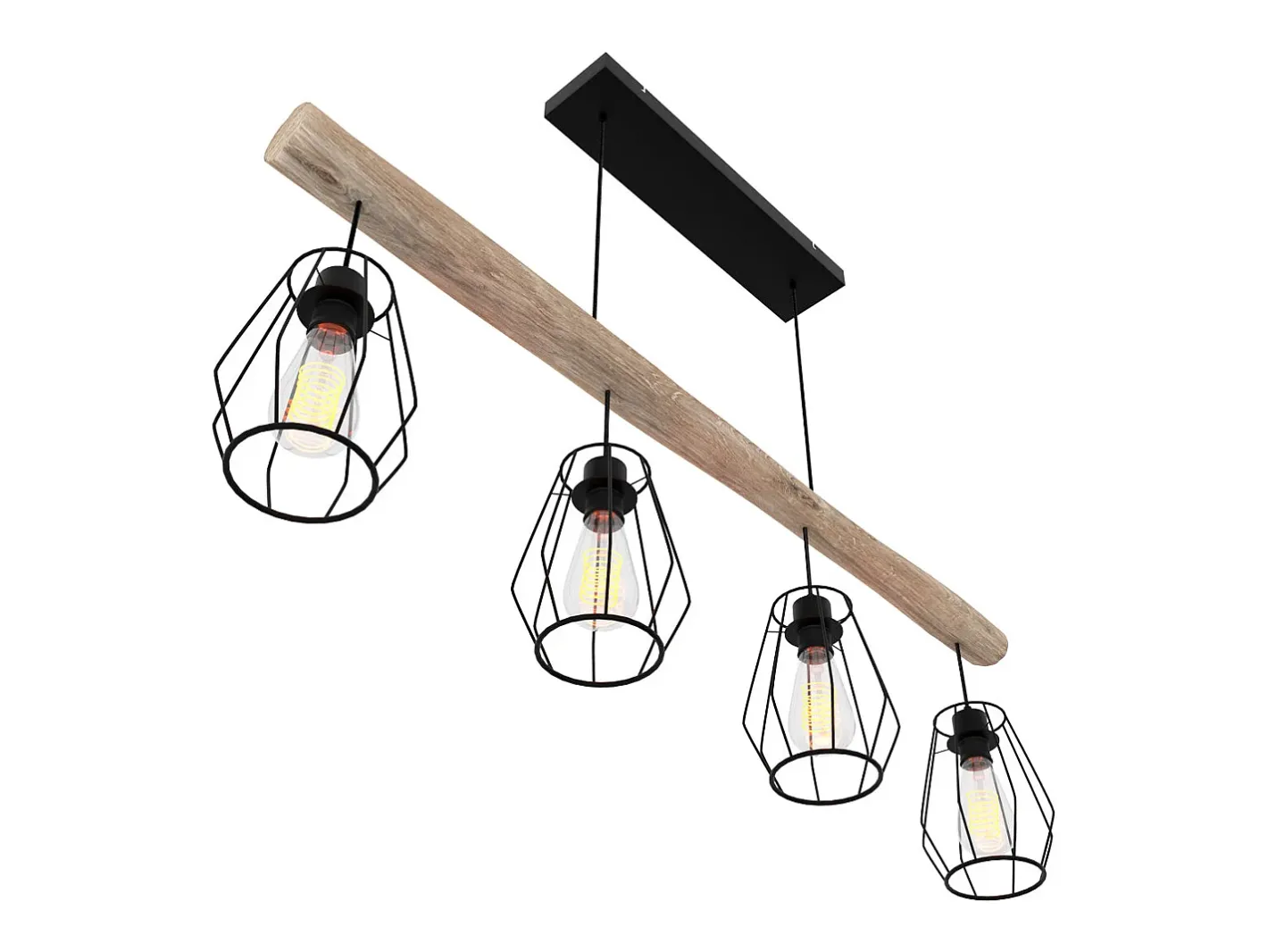 Rendez-Vous Déco Lámpara Suspendida-Lámpara colgante en madera y metal 4 lámparas - Clotilde Negro