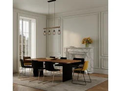 Rendez-Vous Déco Lámpara Suspendida-Lámpara colgante en madera y metal 4 lámparas - Clotilde Negro