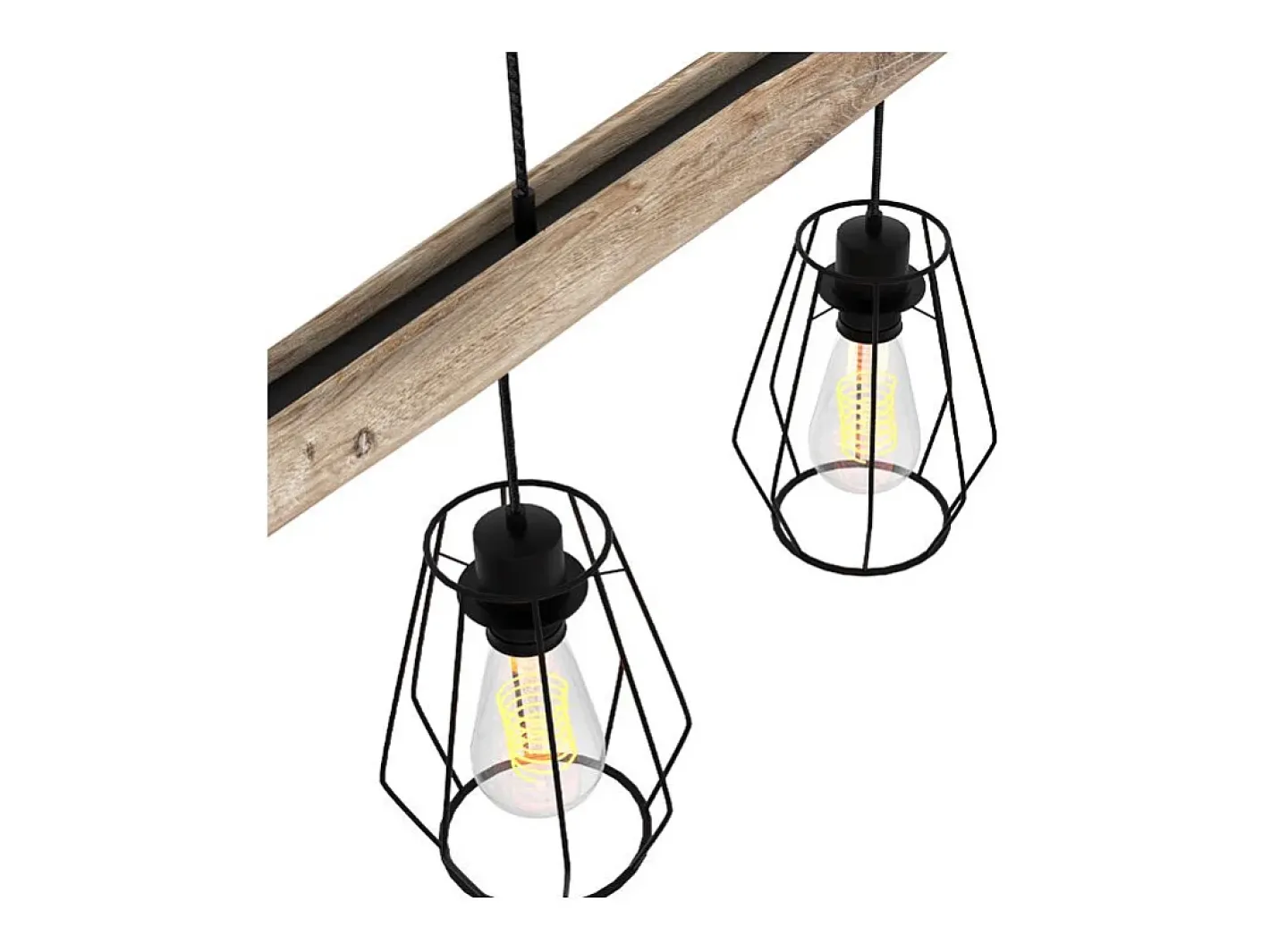 Rendez-Vous Déco Lámpara Suspendida-Lámpara colgante en madera y metal 4 lámparas - Clotilde Negro