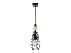 Rendez-Vous Déco Lámpara Suspendida-Lámpara colgante en madera y metal 4 lámparas - Clotilde Negro