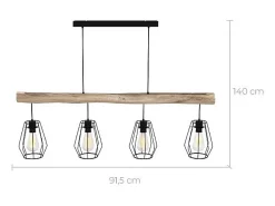 Rendez-Vous Déco Lámpara Suspendida-Lámpara colgante en madera y metal 4 lámparas - Clotilde Negro