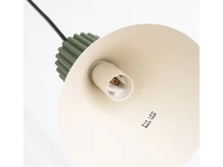 Sollux Lighting Lámpara colgante Estria desván de acero/aluminio - 3 fuentes luminosas - L.30 x A.120 cm - /verde oliva Beige Discount