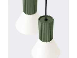 Sollux Lighting Lámpara colgante Estria desván de acero/aluminio - 3 fuentes luminosas - L.30 x A.120 cm - /verde oliva Beige Discount