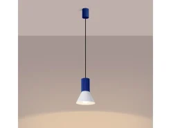 Sollux Lighting Lámpara colgante Estria desván de acero/aluminio - 1 fuentes luminosas - L.14 x A.120 cm - /ultramar Blanco