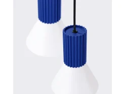 Clearance Sollux Lighting Lámpara colgante Estria desván de acero/aluminio - 3 fuentes luminosas - L.30 x A.120 cm - /ultramar Blanco