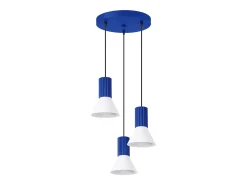 Clearance Sollux Lighting Lámpara colgante Estria desván de acero/aluminio - 3 fuentes luminosas - L.30 x A.120 cm - /ultramar Blanco