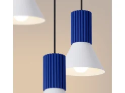 Clearance Sollux Lighting Lámpara colgante Estria desván de acero/aluminio - 3 fuentes luminosas - L.30 x A.120 cm - /ultramar Blanco
