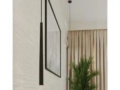 Sollux Lighting Lámpara Suspendida-Lámpara colgante Euphora moderno de acero - 1 fuentes luminosas 3000K - L.8 x A.118 cm - Negro