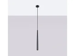 Sollux Lighting Lámpara Suspendida-Lámpara colgante Euphora moderno de acero - 1 fuentes luminosas 3000K - L.8 x A.118 cm - Negro