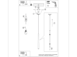 Sollux Lighting Lámpara Suspendida-Lámpara colgante Euphora moderno de acero - 1 fuentes luminosas 3000K - L.8 x A.118 cm - Negro