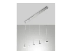 Clearance Lámpara colgante Fabas Luce Dunk de 5 luces - LED regulable de 40 W - Aluminio cepillado Diseño lineal Gris