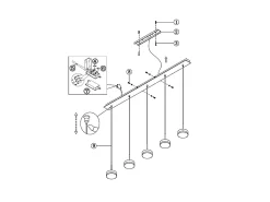 Clearance Lámpara colgante Fabas Luce Dunk de 5 luces - LED regulable de 40 W - Aluminio cepillado Diseño lineal Gris