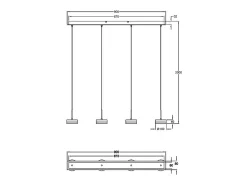 Lámpara Suspendida-Lámpara colgante Fabas Luce Dunk de 4 luces - LED regulable de 32 W - Latón satinado Diseño lineal Amarillo