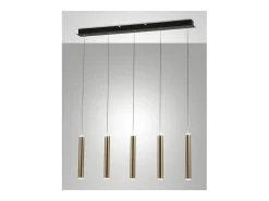 Discount Lámpara colgante Fabas Luce Prado de 5 luces - LED regulable de 33 W - Diseño lineal en latón Amarillo