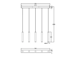 Discount Lámpara colgante Fabas Luce Prado de 5 luces - LED regulable de 33 W - Diseño lineal en latón Amarillo