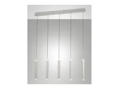 Lámpara Suspendida-Lámpara colgante Fabas Luce Prado de 5 luces - LED regulable de 33 W - Diseño lineal mate Blanco
