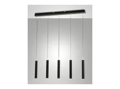 Outlet Lámpara colgante Fabas Luce Prado de 5 luces - LED regulable de 33 W - Diseño lineal mate Negro