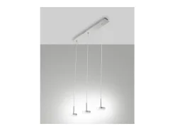 Hot Lámpara colgante Fabas Luce Dunk de 3 luces - LED regulable de 24 W - Aluminio cepillado Diseño lineal Gris