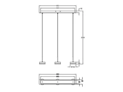 Hot Lámpara colgante Fabas Luce Dunk de 3 luces - LED regulable de 24 W - Aluminio cepillado Diseño lineal Gris