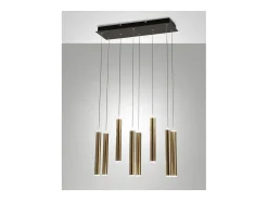 Lámpara colgante Fabas Luce Prado de 8 luces - LED regulable de 52 W - Diseño lineal en latón Amarillo Best