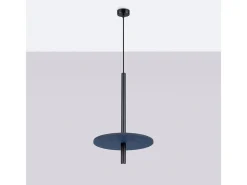 Best Sollux Lighting Lámpara colgante Feltro moderno de fieltro/acero - 1 fuentes luminosas - L.30 x A.126 cm - marino/negro Azul