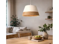 Outlet Ledkia Lámpara Colgante Fibras Naturales Begonia Blanco