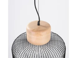 Discount Sollux Lighting Lámpara colgante Gabbia industrial de acero/madera - 1 fuentes luminosas - L.35 x A.183 cm - madera negra/natural Negro