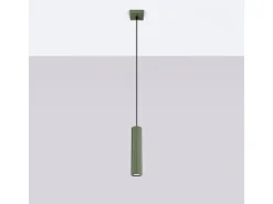 Sollux Lighting Lámpara Suspendida-Lámpara colgante Gloow minimalista de aluminio - 1 fuentes luminosas 3000K - L.8 x A.118 cm - oliva Verde