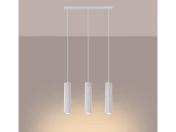 New Sollux Lighting Lámpara colgante Gloow minimalista de aluminio - 3 fuentes luminosas 4000K - L.45 x A.98 cm - Blanco