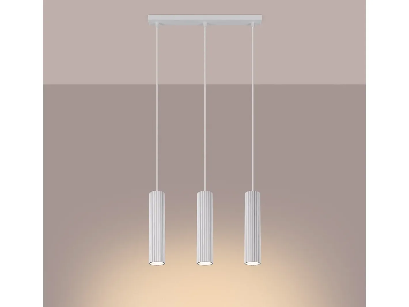 New Sollux Lighting Lámpara colgante Gloow minimalista de aluminio - 3 fuentes luminosas 4000K - L.45 x A.98 cm - Blanco