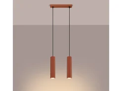 Sollux Lighting Lámpara Suspendida-Lámpara colgante Gloow minimalista de aluminio - 2 fuentes luminosas 4000K - L.30 x A.90 cm - ocre Rojo