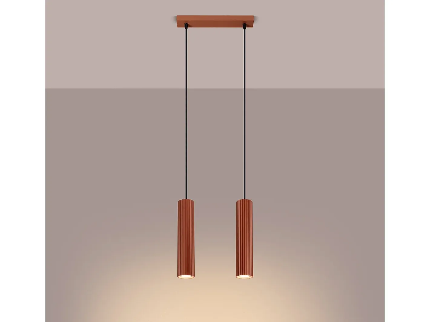 Sollux Lighting Lámpara Suspendida-Lámpara colgante Gloow minimalista de aluminio - 2 fuentes luminosas 4000K - L.30 x A.90 cm - ocre Rojo