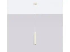 Sollux Lighting Lámpara colgante Gloow minimalista de aluminio - 1 fuentes luminosas 3000K - L.8 x A.118 cm - Beige Outlet