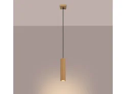Outlet Sollux Lighting Lámpara colgante Gloow minimalista de aluminio - 1 fuentes luminosas 4000K - L.8 x A.118 cm - Dorado