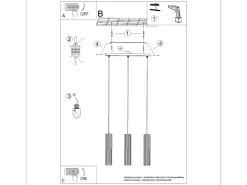 Best Sollux Lighting Lámpara colgante Gloow minimalista de aluminio - 3 fuentes luminosas 4000K - L.45 x A.98 cm - ocre Rojo