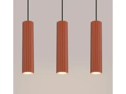 Best Sollux Lighting Lámpara colgante Gloow minimalista de aluminio - 3 fuentes luminosas 4000K - L.45 x A.98 cm - ocre Rojo