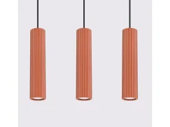 Best Sollux Lighting Lámpara colgante Gloow minimalista de aluminio - 3 fuentes luminosas 4000K - L.45 x A.98 cm - ocre Rojo